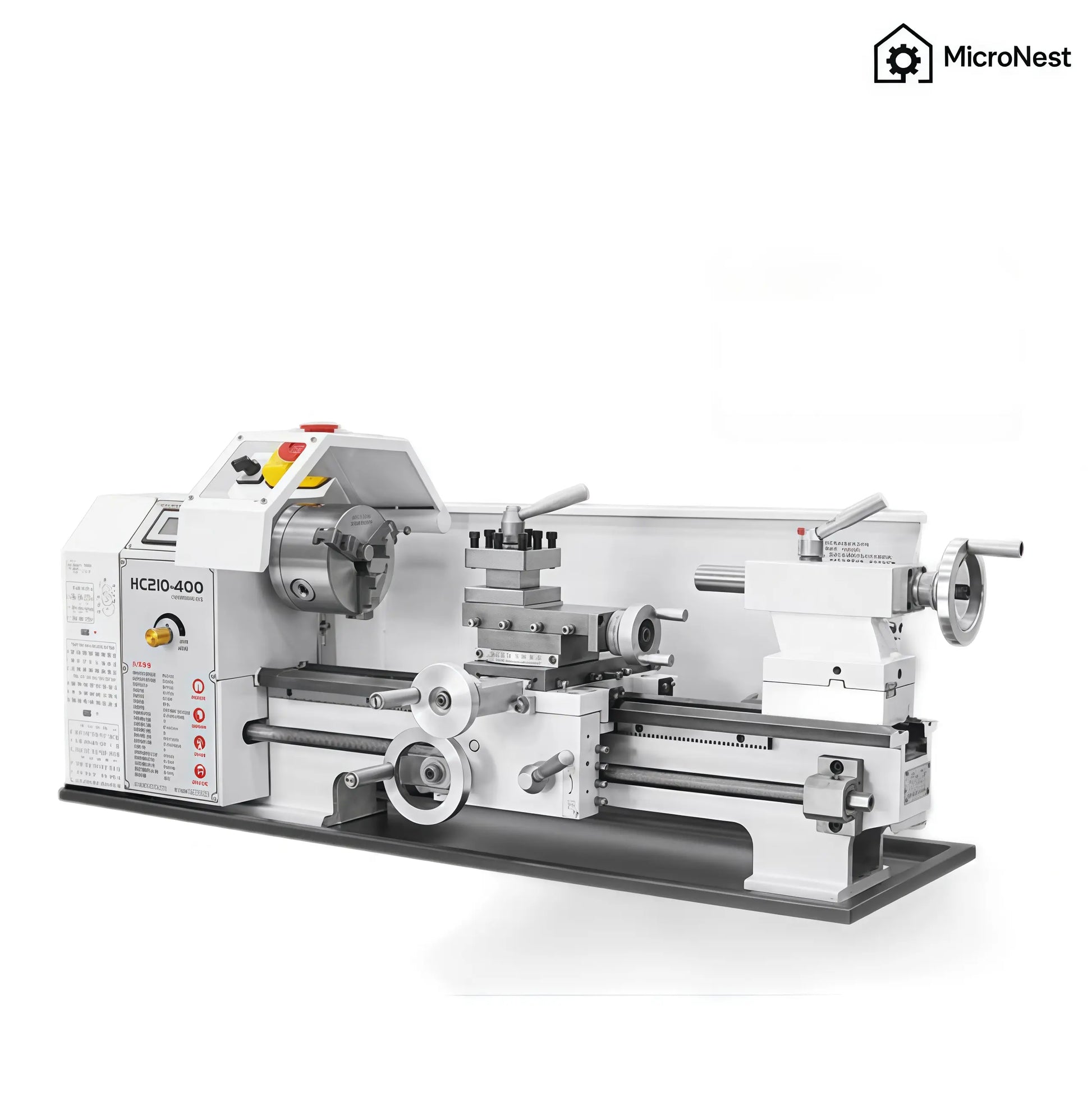 MicroNest HC210-400 Mini Metal Lathe product shot on white background