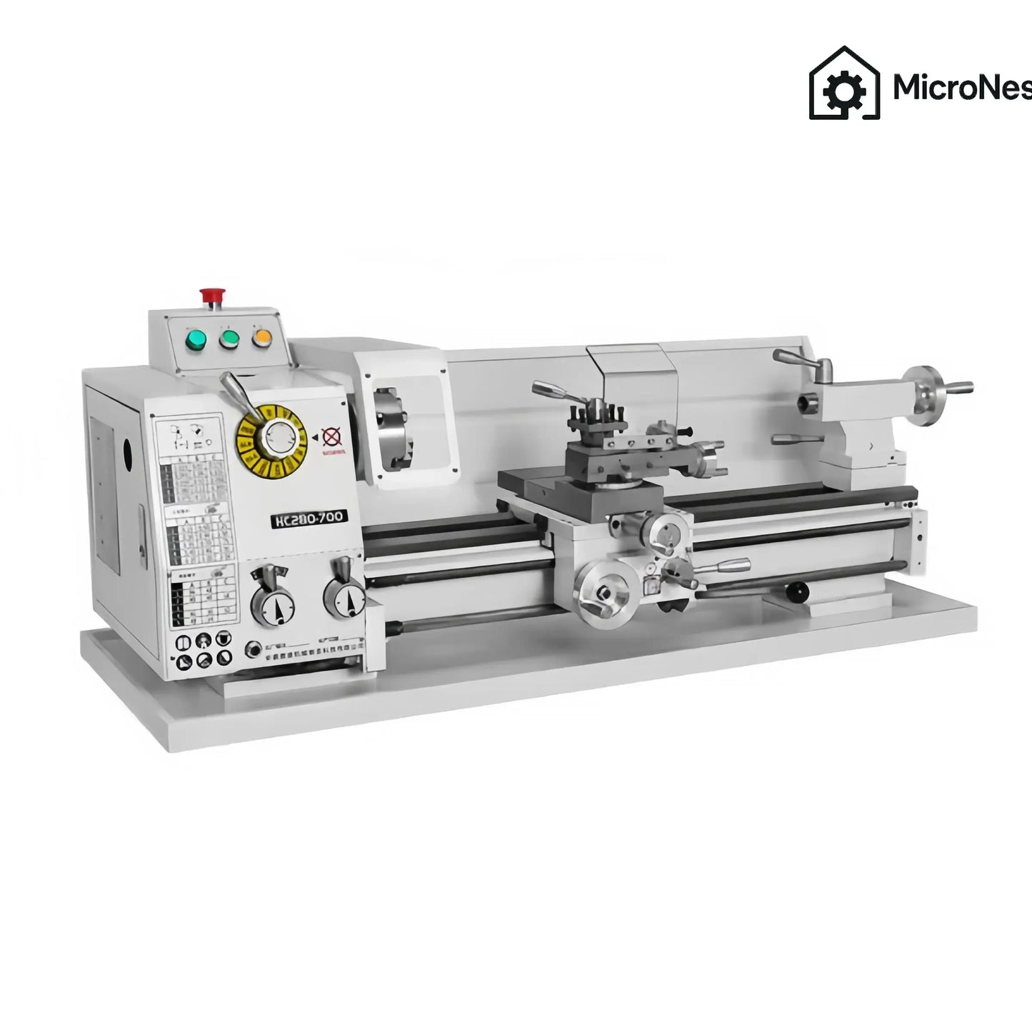 MicroNest HC280-700 Precision Variable-Speed Metal Lathe product shot on white background