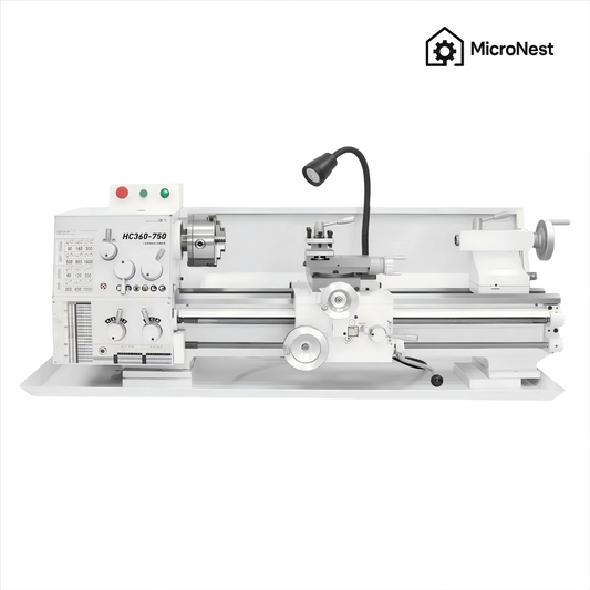 MicroNest HC360-750 Precision Variable-Speed Metal Lathe product shot on white background