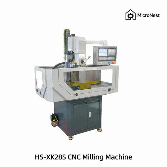 HS-XK28S Desktop CNC Milling Machine by MicroNest with Safety Enclosure for Precision Metalworking
